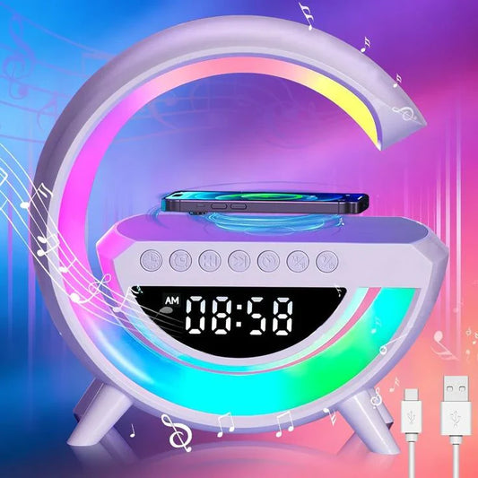 G-Shape Fast Wireless Charging Lamp & Bluetooth Speaker 7 in 1 LED Display