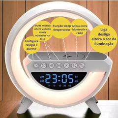 G-Shape Fast Wireless Charging Lamp & Bluetooth Speaker 7 in 1 LED Display