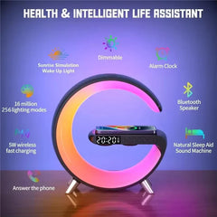 G-Shape Fast Wireless Charging Lamp & Bluetooth Speaker 7 in 1 LED Display